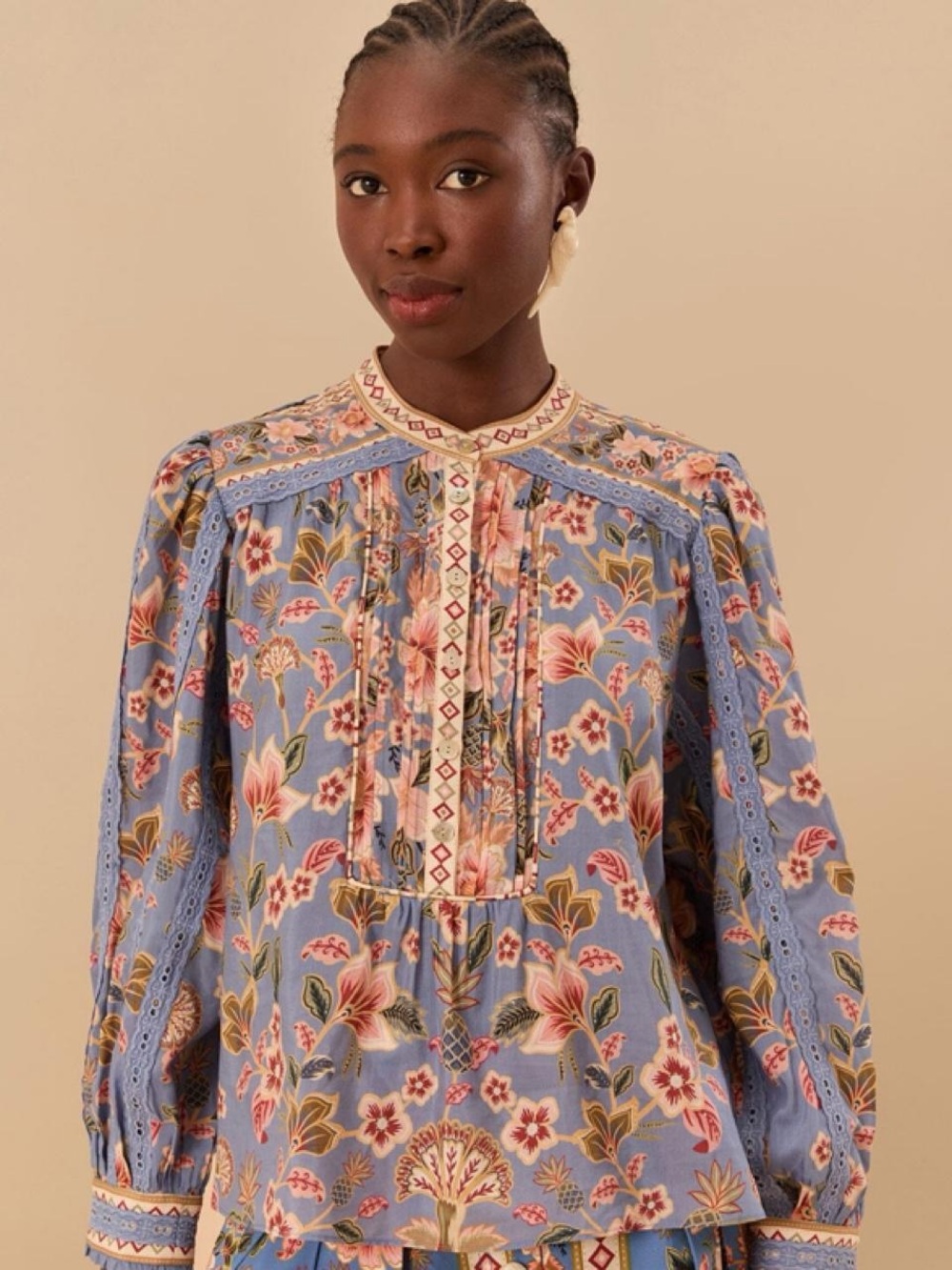 NWT FARM RIO Blue Superbloom Tapestry Blouse